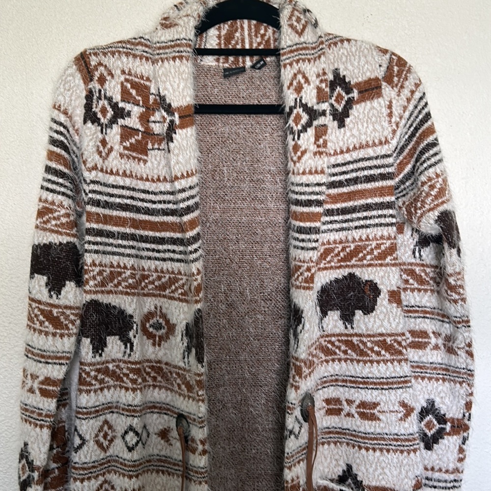 Cruel Girl Brown and Cream Patterned Cardigan